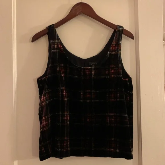 NWT J. Crew Velvet Tartan Plaid Tank Top - Picture 4 of 7